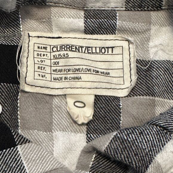 Current Elliott Women 0 Flannel Button Down Shirt Plaid Long Sleeve Top - Picture 7 of 10